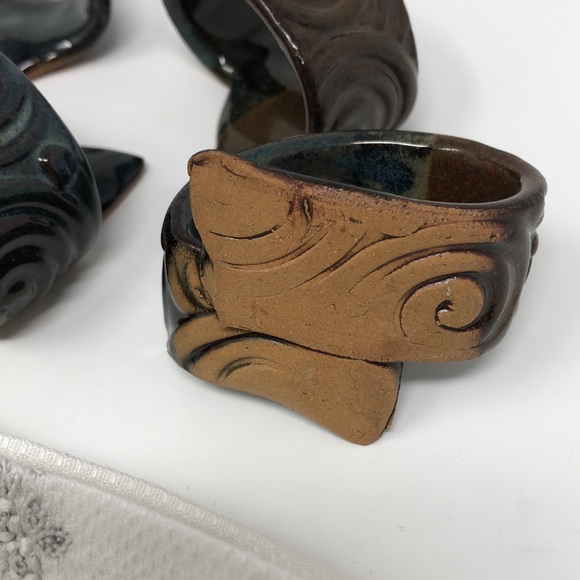 Pottery Napkin Rings - Swirl Design - Set of 5 - Picture 5 of 6